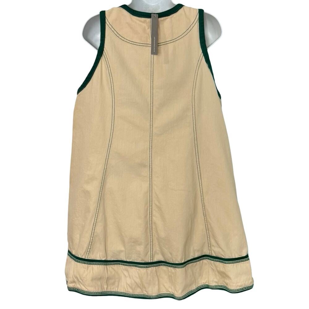 Anthropologie Pilcro Cream Green Zip Denim Mini Trapeze Dress size 1X NEW Tags - Picture 7 of 13